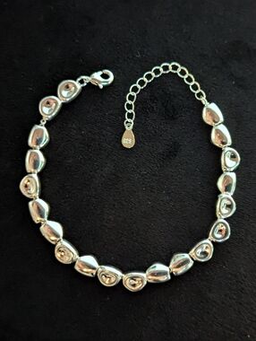 925 Solid Sterling Silver Beaded Pebbles Bangle Bracelet Minimalist Luxury